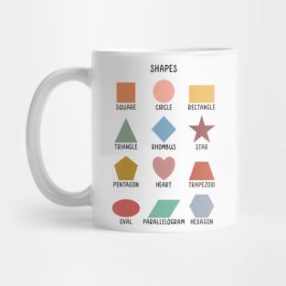 Math 2D Shapes Educational Art in Muted Boho Rainbow Colors for Kids Mug